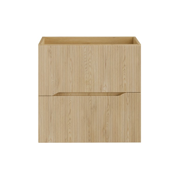 Meuble sous vasque NATURA – 2 tiroirs – Chêne clair – L60 × P45 × H57 cm – À suspendre 