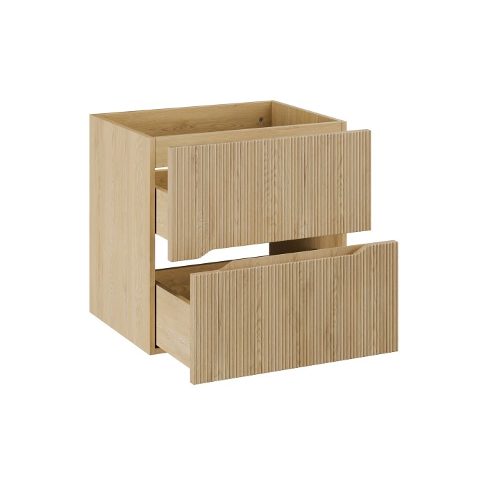 Meuble sous vasque NATURA – 2 tiroirs – Chêne clair – L60 × P45 × H57 cm – À suspendre 