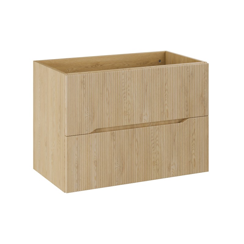 Meuble sous vasque NATURA – 2 tiroirs – Chêne clair – L80 × P45 × H57 cm – À suspendre 