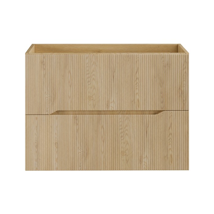 Meuble sous vasque NATURA – 2 tiroirs – Chêne clair – L80 × P45 × H57 cm – À suspendre 