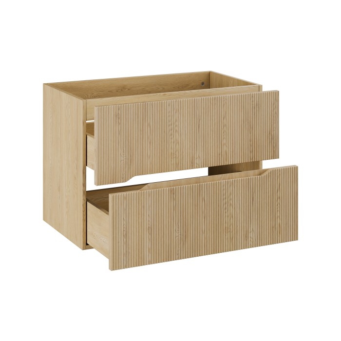 Meuble sous vasque NATURA – 2 tiroirs – Chêne clair – L80 × P45 × H57 cm – À suspendre 