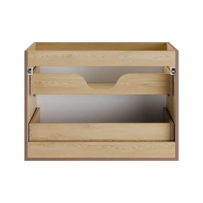 Meuble sous vasque NATURA – 2 tiroirs – Chêne clair – L80 × P45 × H57 cm – À suspendre 