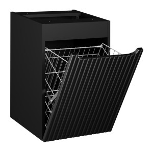Meuble de rangement VANO – Panier à linge intégré – Noir mat – L40 × P39 × H57 cm – À suspendre 
