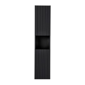 Colonne de salle de bain VANO – 2 portes + 1 niche – Noir mat – L30 × P25 × H140 cm – À suspendre 