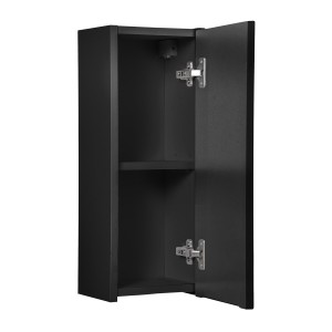 Meuble de salle de bain VANO – 1 porte – Noir mat – L20 × P18 × H57 cm – À suspendre 