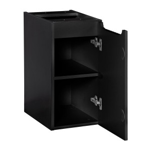 Meuble de rangement de salle de bain VANO – 1 porte – Noir mat – L30 × P39 × H57 cm – À suspendre 