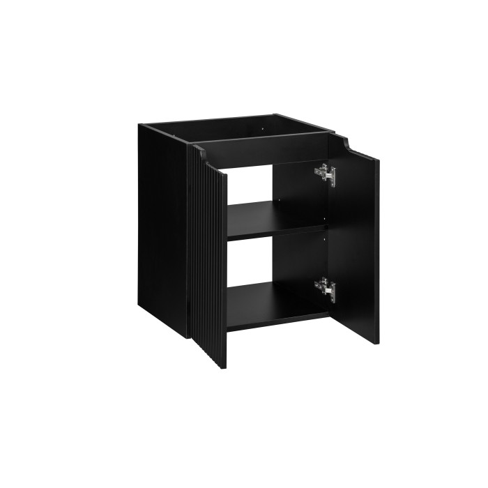 Meuble sous vasque de salle de bain VANO – 2 portes – Noir mat – L50 × P39 × H57 cm – À suspendre 