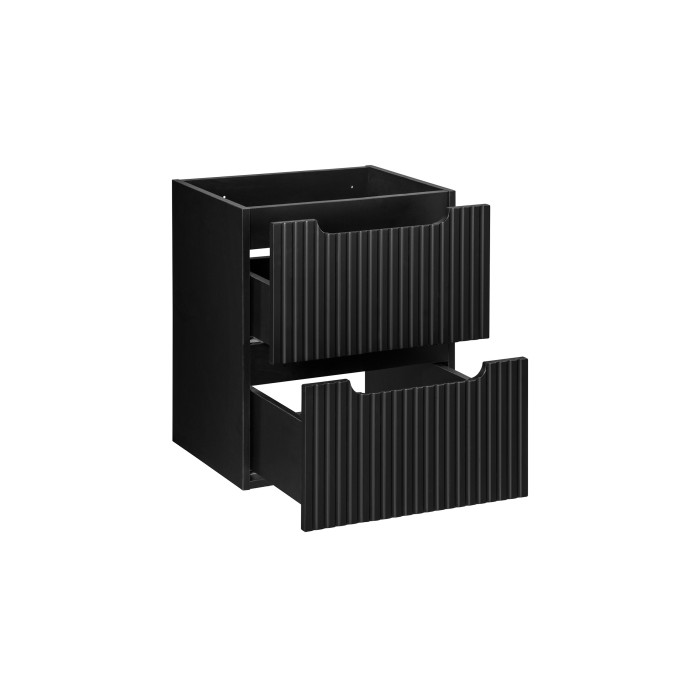 Meuble sous vasque de salle de bain VANO – 2 tiroirs – Noir mat – L50 × P39 × H57 cm – À suspendre 