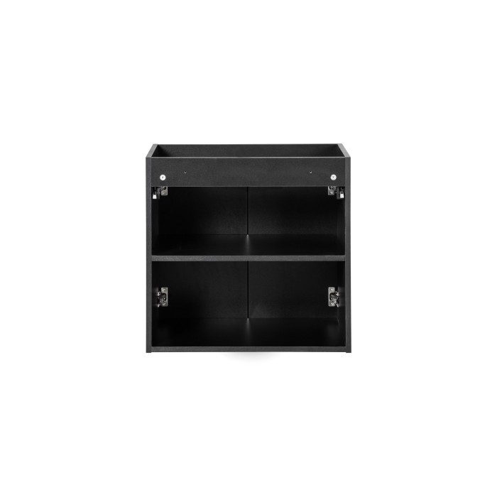 Meuble sous vasque de salle de bain VANO – 2 portes – Noir mat – L60 × P39 × H57 cm – À suspendre 