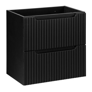 Meuble sous vasque de salle de bain VANO – 2 tiroirs – Noir mat – L60 × P39 × H57 cm – À suspendre 