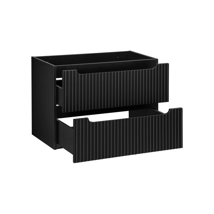 Meuble sous vasque de salle de bain VANO – 2 tiroirs – Noir mat – L80 × P39 × H57 cm – À suspendre 