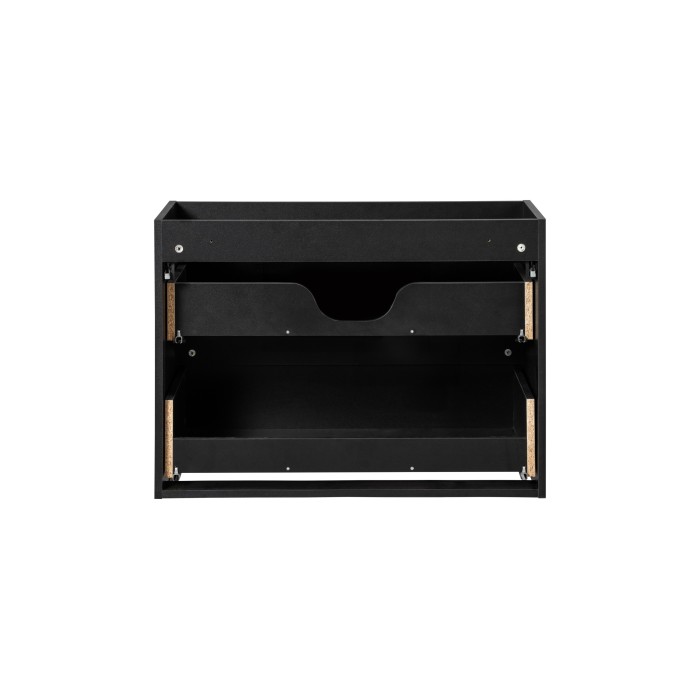 Meuble sous vasque de salle de bain VANO – 2 tiroirs – Noir mat – L80 × P39 × H57 cm – À suspendre 
