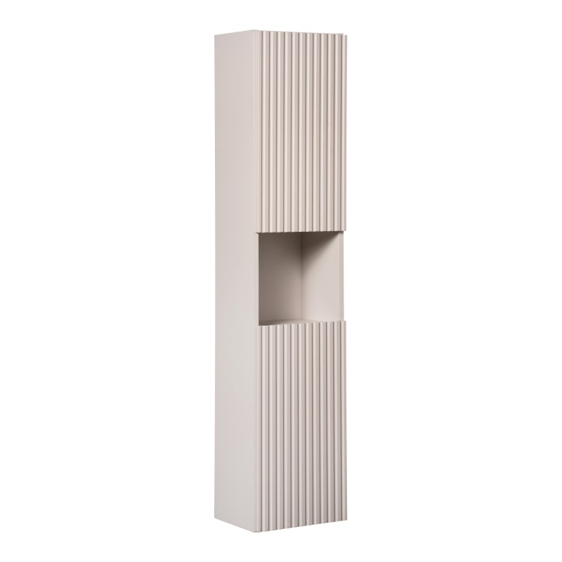 Colonne de salle de bain VANO – 2 portes + 1 niche – Marron congo – L30 × P25 × H140 cm – À suspendre 