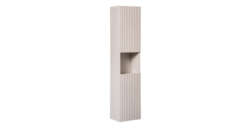 Colonne de salle de bain VANO – 2 portes + 1 niche – Marron congo – L30 × P25 × H140 cm – À suspendre 