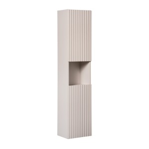 Colonne de salle de bain VANO – 2 portes + 1 niche – Marron congo – L30 × P25 × H140 cm – À suspendre 