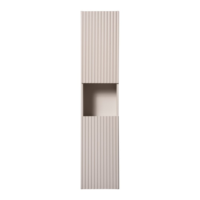 Colonne de salle de bain VANO – 2 portes + 1 niche – Marron congo – L30 × P25 × H140 cm – À suspendre 