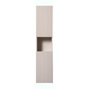 Colonne de salle de bain VANO – 2 portes + 1 niche – Marron congo – L30 × P25 × H140 cm – À suspendre 