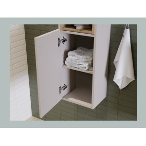 Colonne de salle de bain VANO – 2 portes + 1 niche – Marron congo – L30 × P25 × H140 cm – À suspendre 