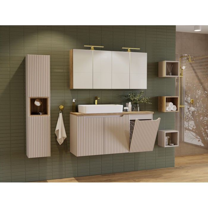 Meuble de rangement VANO avec panier à linge – Marron congo – L40 × P39 × H57 cm – Salle de bain 