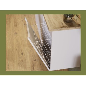 Meuble de rangement VANO avec panier à linge – Marron congo – L40 × P39 × H57 cm – Salle de bain 