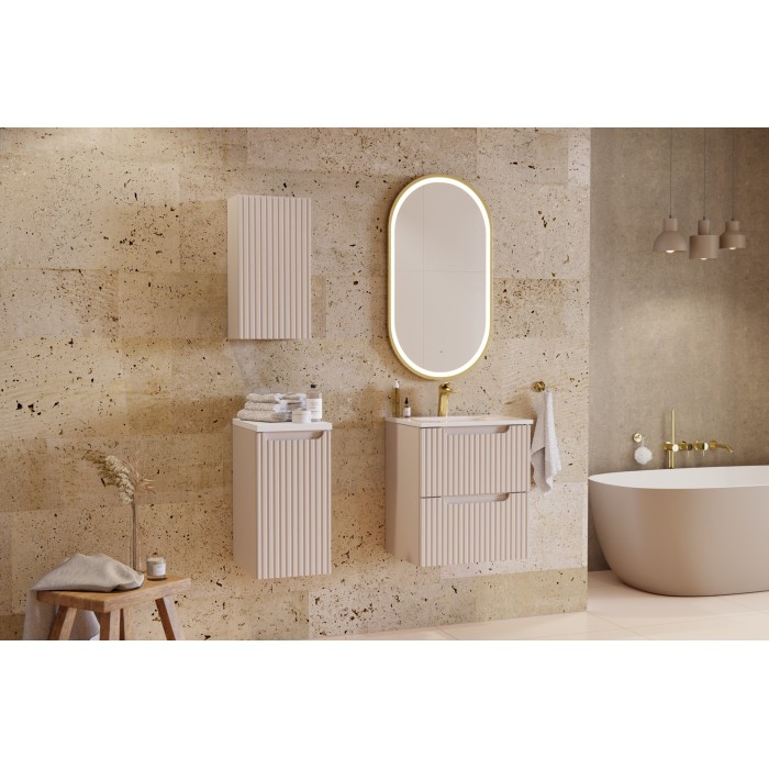 Meuble sous vasque VANO 50 cm – 2 tiroirs – Marron congo mat – L50 × P39 × H57 cm – À suspendre 