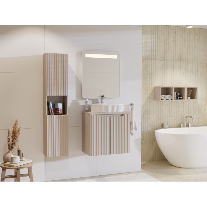 Meuble sous vasque VANO 60 cm – 2 portes – Marron congo mat – L60 × P39 × H57 cm – À suspendre 