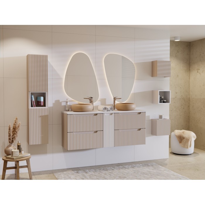 Meuble sous vasque VANO 60 cm – 2 tiroirs – Marron congo mat – L60 × P39 × H57 cm – À suspendre 