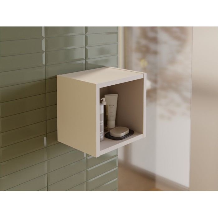 Cube de rangement salle de bain VANO – Coloris marron congo – L26 × P27 × H21 cm – À suspendre 