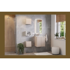 Meuble de rangement salle de bain VANO – 1 porte – Marron congo – L30 × P30 × H18 cm – À suspendre 