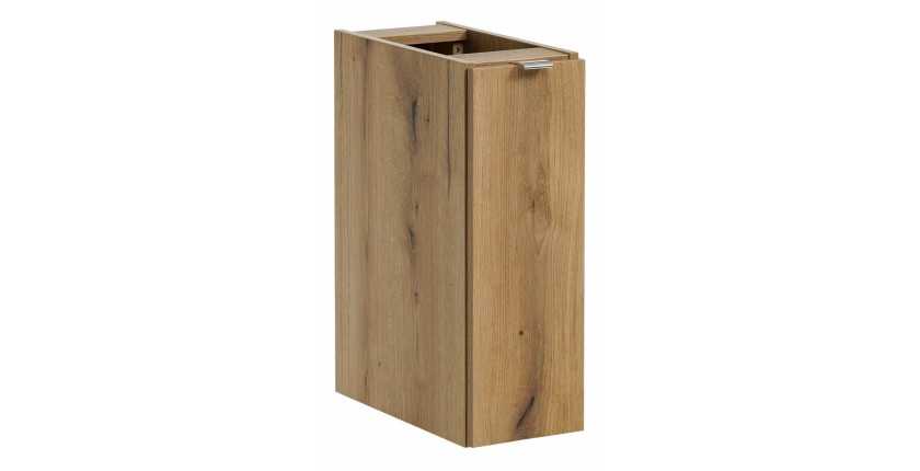 Meuble de rangement de salle de bain VANO – 1 porte – Coloris chêne – L20 × P57 × H39 cm – À suspendre 