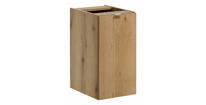 Meuble de rangement de salle de bain VANO – 1 porte – Coloris chêne – L30 × P57 × H39 cm – À suspendre 