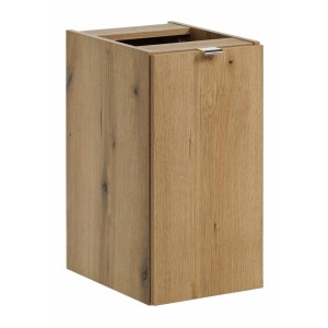 Meuble de rangement de salle de bain VANO – 1 porte – Coloris chêne – L30 × P57 × H39 cm – À suspendre 