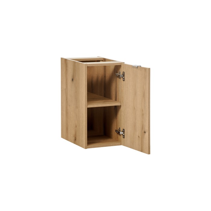 Meuble de rangement de salle de bain VANO – 1 porte – Coloris chêne – L30 × P57 × H39 cm – À suspendre 