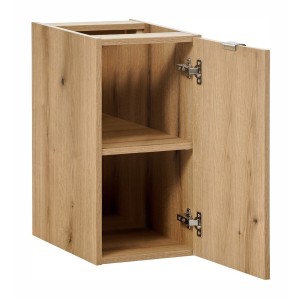 Meuble de rangement de salle de bain VANO – 1 porte – Coloris chêne – L30 × P57 × H39 cm – À suspendre 