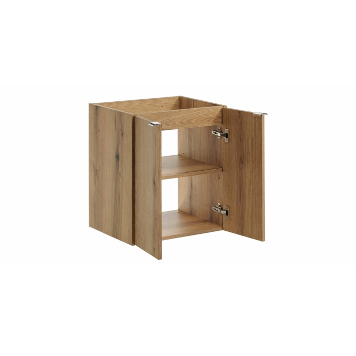 Meuble sous vasque VANO – 2 portes – Coloris chêne – L50 × P57 × H39 cm – À suspendre 