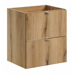 Meuble sous vasque VANO – 2 tiroirs – Coloris chêne – L50 × P57 × H39 cm – À suspendre 