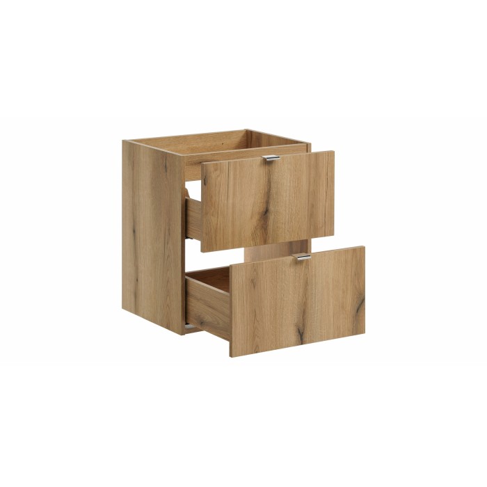 Meuble sous vasque VANO – 2 tiroirs – Coloris chêne – L50 × P57 × H39 cm – À suspendre 
