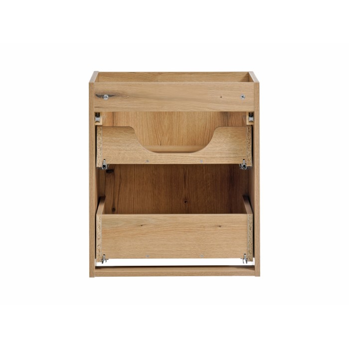 Meuble sous vasque VANO – 2 tiroirs – Coloris chêne – L50 × P57 × H39 cm – À suspendre 