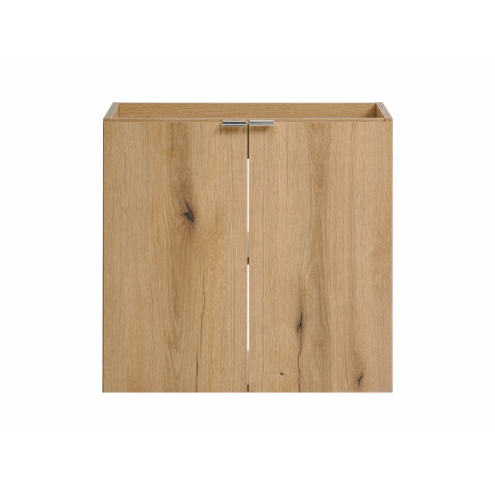 Meuble sous vasque VANO – 2 portes – Coloris chêne – L60 × P57 × H39 cm – À suspendre 