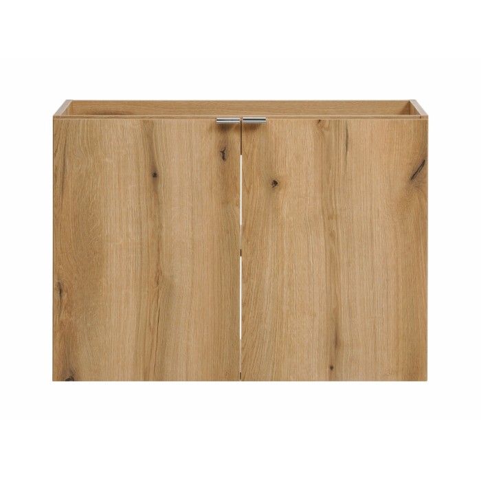 Meuble sous vasque VANO – 2 portes – Coloris chêne – L80 × P57 × H39 cm – À suspendre 
