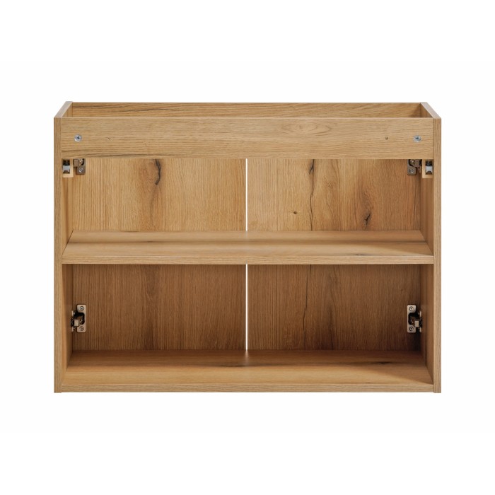 Meuble sous vasque VANO – 2 portes – Coloris chêne – L80 × P57 × H39 cm – À suspendre 