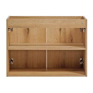 Meuble sous vasque VANO – 2 portes – Coloris chêne – L80 × P57 × H39 cm – À suspendre 