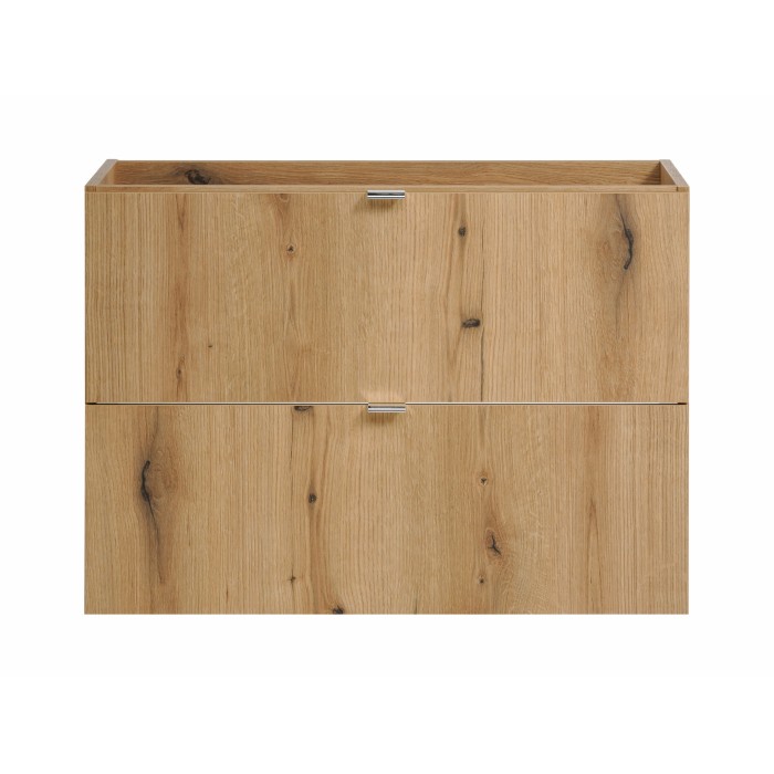 Meuble sous vasque VANO – 2 tiroirs – Coloris chêne – L80 × P57 × H39 cm – À suspendre 