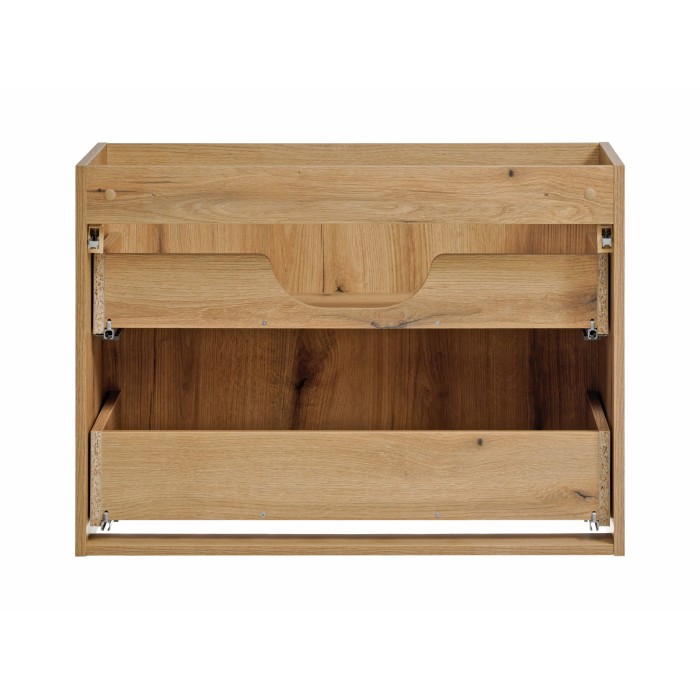 Meuble sous vasque VANO – 2 tiroirs – Coloris chêne – L80 × P57 × H39 cm – À suspendre 