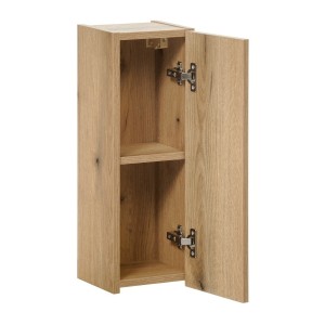 Meuble de rangement de salle de bain VANO – 1 porte – Coloris chêne – L20 × P57 × H18 cm – À suspendre 