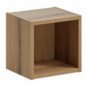 Cube de rangement de salle de bain VANO – Ouvert – Coloris chêne – L26 × P27 × H21 cm – À suspendre 
