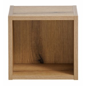 Cube de rangement de salle de bain VANO – Ouvert – Coloris chêne – L26 × P27 × H21 cm – À suspendre 