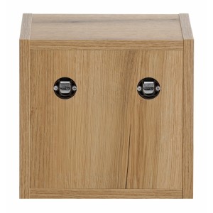 Cube de rangement de salle de bain VANO – Ouvert – Coloris chêne – L26 × P27 × H21 cm – À suspendre 