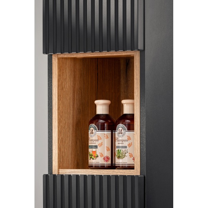 Cube de rangement de salle de bain VANO – Ouvert – Coloris chêne – L26 × P27 × H21 cm – À suspendre 