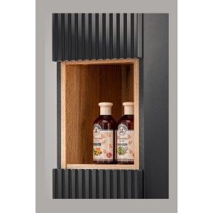 Cube de rangement de salle de bain VANO – Ouvert – Coloris chêne – L26 × P27 × H21 cm – À suspendre 